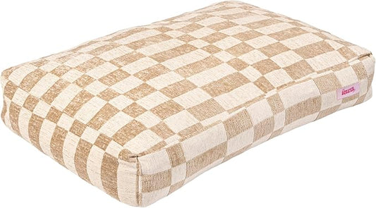 DBD3001A-XL Mabel 49.5" x 31.5" Designer Modern Ultra Soft Reversible Plush Rectangular Pet Bed with Washable Cover, Oatmeal Check