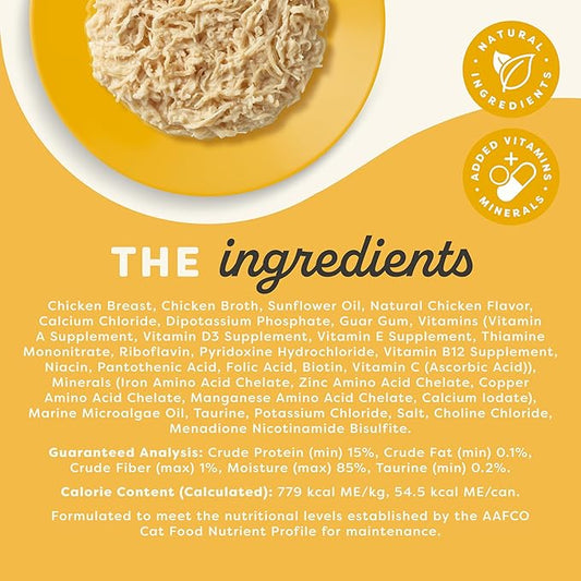 Applaws Vitality Wet Cat Food in Broth, Natural Canned Cat Food, Wet Food for Cats with Added Vitamins and Minerals, Grain Free, Carrageenan Free, Chicken Breast in Broth (24 Count, 5.5oz Cans)