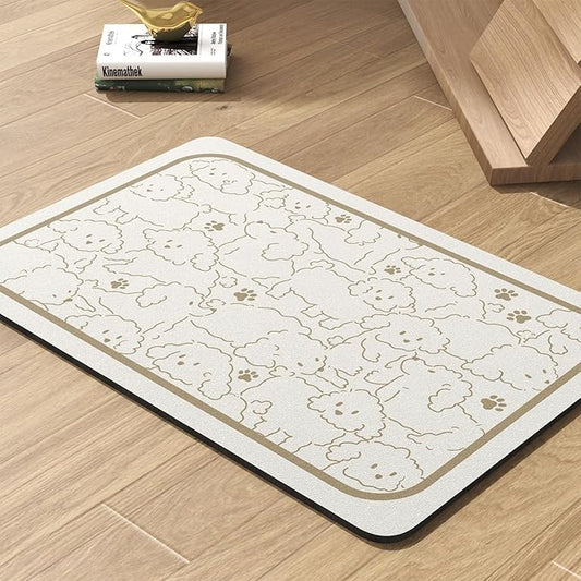 Pet Feeding Mat-Absorbent Dog Mat for Food and Water Bowl-No Stains Quick Dry Water Dispenser Mat-Dog Accessories Pet Supplies-Bowl for Messy Drinkers(FRAMEDOGS,16"x24"