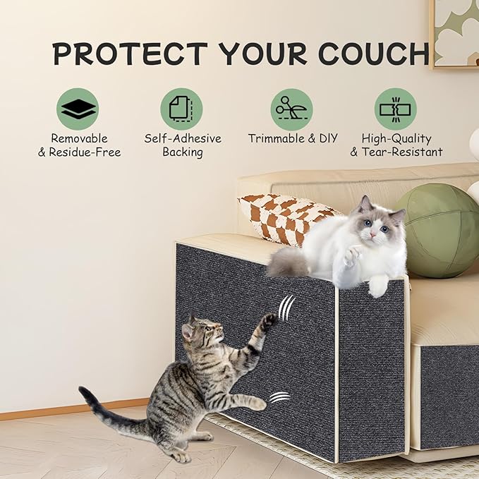 Furniture Pet Protectors Sofa Protector for Cats Couch Corner Protectors for Cat Scratch Furniture Protector Corner Grey 15.8"×23.6"