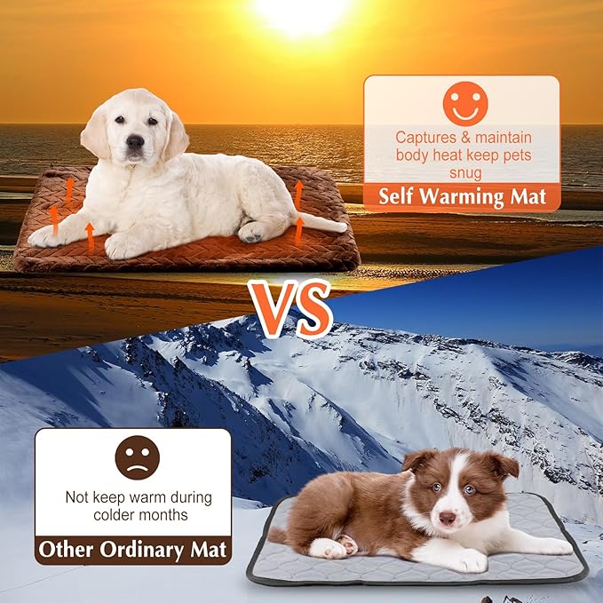 4 Pack Self Heating Cat Pad 16 x 20 Inch Self Warming Cat Bed Non Slip Warm Dog Pad Mat Washable Pet Kennel Crate Bed Mat for Indoor Outdoor Pets(Dark Coffee,16 x 20 Inch)