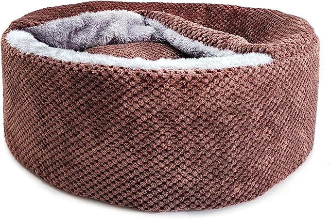 Winsterch Large Cat Cave Bed - Soft, Enclosed & Washable for Indoor/Outdoor Cats & Kittens, Anti-Slip Bottom, Calming, Covered (Coffee, 17.8 x 17.8 x 7.84 in)