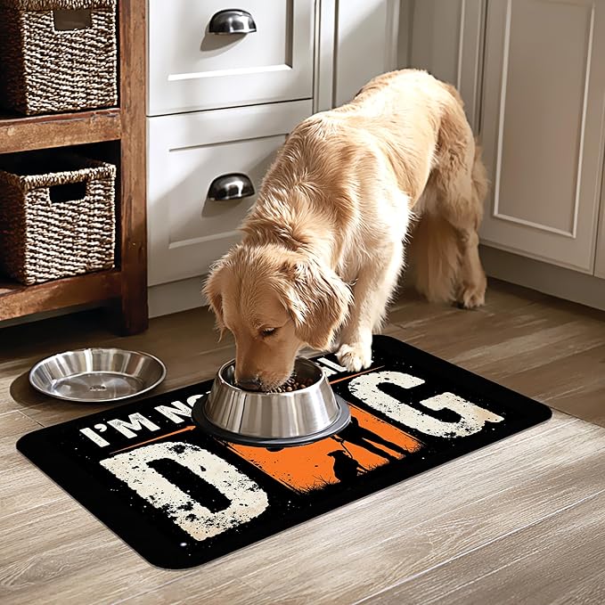 Not Single Dog Pet Cat Dog Food Mat-Absorbent Quick Dry Feeding Placemat for Water and Food, No Stains Rubber Base Mat for Indoor Use, Pet Accessories 16"x24"