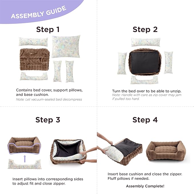 Lesure Fluffy Dog Beds for Puppy&Kitten- Orthopedic Rectangle Calming Pet Sofa,Fluffy Plush Bubble Bolster Cat Bed with Removable Washable Cover and Nonskid Bottom,20x19x6inches,Blue