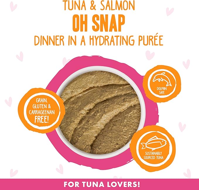 Weruva B.F.F. Play - Best Feline Friend Paté Lovers, Aw Yeah!, Tuna & Salmon Oh Snap! with Tuna & Salmon, 5.5oz Can (Pack of 8)