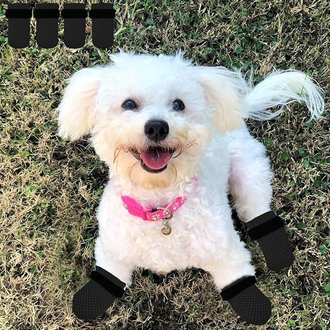 4 PCS Cat Mittens to Prevent Scratching,Mesh Breathable Cat Shoes,Adjustable Cats Anti Scratch Gloves,Suitable for Cats When Bathing and Nail Trimming (Black, L)