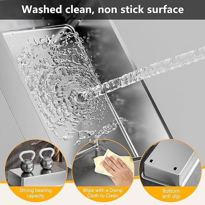 Stainless Steel Cat Litter Box for Multi-Cat Homes - High-Sided Anti-Leak Design,Large Cat Toilet, Non-Stick Surface, Odorless & Easy Clean, Durable with Litter Mat & Scoop