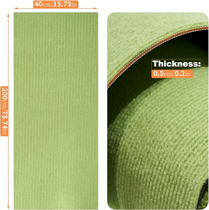 Uranshin Trimmable Cat Scratch Mat pad Self-Adhesive Cat Scratching Post Carpet Covered 78.7"x15.8" Cat Tree Shelves Replacement Parts cat Furniture Protector for Couch Wall (Fruit Green)