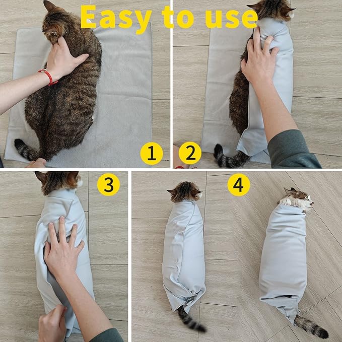 2PCS Cat Wrap for Cutting Nails, 21x21in Self-Adherent Pet Cat Grooming Wrap for Medicine, Nail Clipping, Teeth Brushing, Ear Cleaning | Anti-Escape Anti-Bite Anti-Scratch (Butterfly)