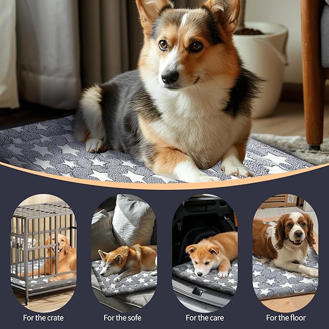 Dog Bed Mat, Reversible Crate Pads for Small/Medium/Large Dogs & Cats Sleeping, Portable & Soft, Dog Beds Crate Pad - Machine Washable Mat Bed Kennel Mat Cat Bed