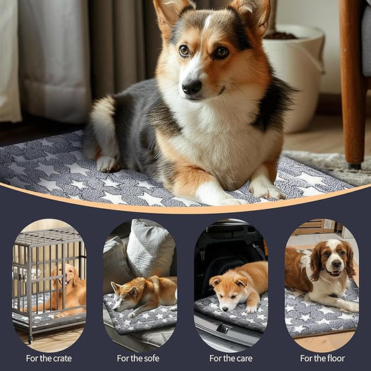 Dog Bed Mat, Reversible Crate Pads for Small/Medium/Large Dogs & Cats Sleeping, Portable & Soft, Dog Beds Crate Pad - Machine Washable Mat Bed Kennel Mat Cat Bed