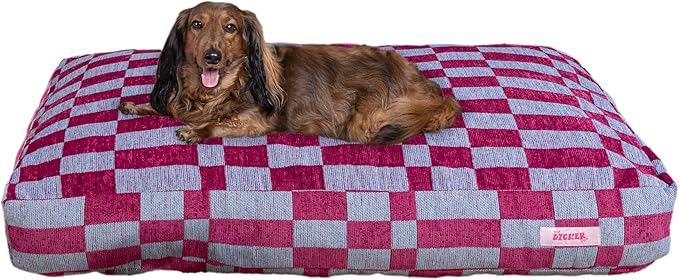 DBD3001C-XL Mabel 49.5" x 31.5" Designer Modern Ultra Soft Reversible Plush Rectangular Pet Bed with Washable Cover, Blueberry Check