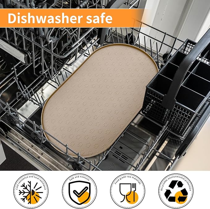 KPWACD Dog Food Mat Anti-Slip Bowl Mats for Food and Water, High-Lips Waterproof Pet Placemat Prevent Messy Spills to Floor, Silicone Puppy Feeding Trays for Large Medium Small Dogs Cats