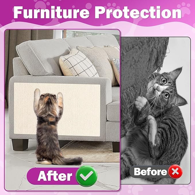 Anti Cat Scratch Couch Furniture Protector, 78.7x15.8 Wall Corner Scratcher Pads Mat, DIY Climbing Scratching Carpet Post Board Replacement