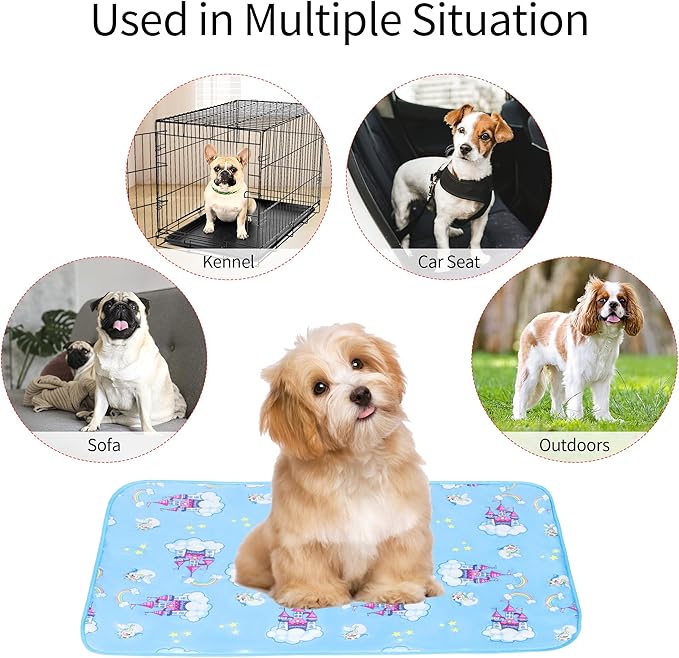 NACOCO Summer Pet Cooling Mat - Cat Dog Cushion Pad Sleeping Cool Castle Comfortable Soft for Pets Kids and Adults (Blue Castle, S)