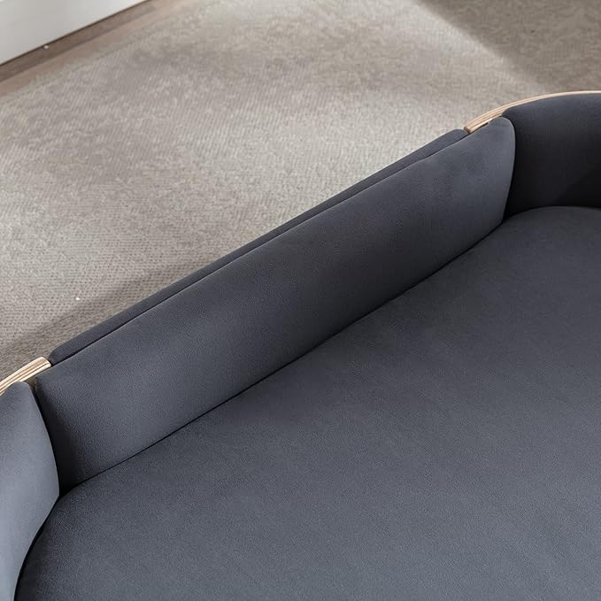 HomSof 38.58" Scandinavian Style Elevated Dog Cat Bed Pet Sofa with Solid Wood Legs and Bent Wood Back with Velvet Cushion,Large Sizeļ¼Dark Grey