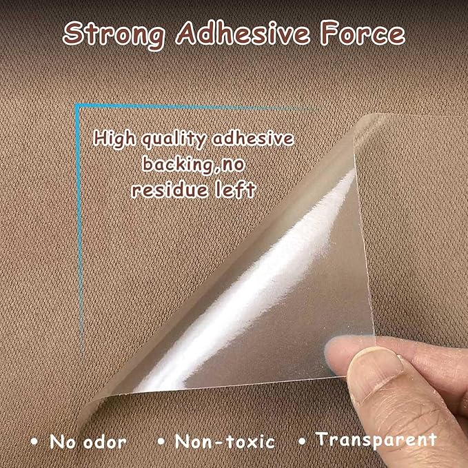 Cat Scratch Furniture Protector 12-Pack – Clear Self-Adhesive Couch Guards – Anti-Scratch Deterrent for Sofa and Upholstery,Matte Datte Design(12p)