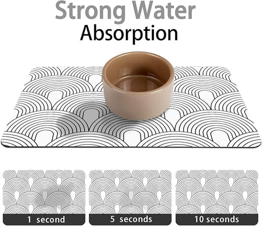 Dog Food Mats for Floors Absorbent, Pet Cat Food Mat - Quick Dry Dog Bowl Mats for Food and Water, Eco-Friendly Boho Pet Supplies