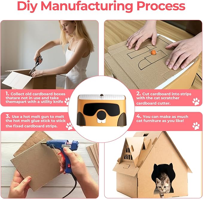 Cardboard Cutter for Cat - 3D Printed Card Board Cutter DIY Cat Scratchers Cardboard Strip Tool Machine for Making Cat Scratching Board Cat Bed