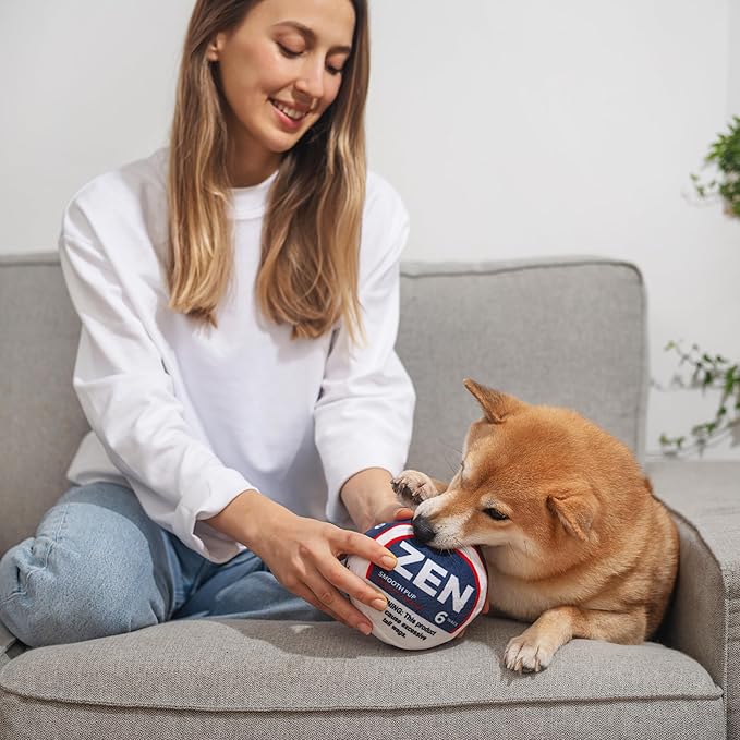 Zen Pupper Deckies Parody Dog Toy - Plush Squeaky and Crinkle Funny Dog Toy (Smooth Pup)