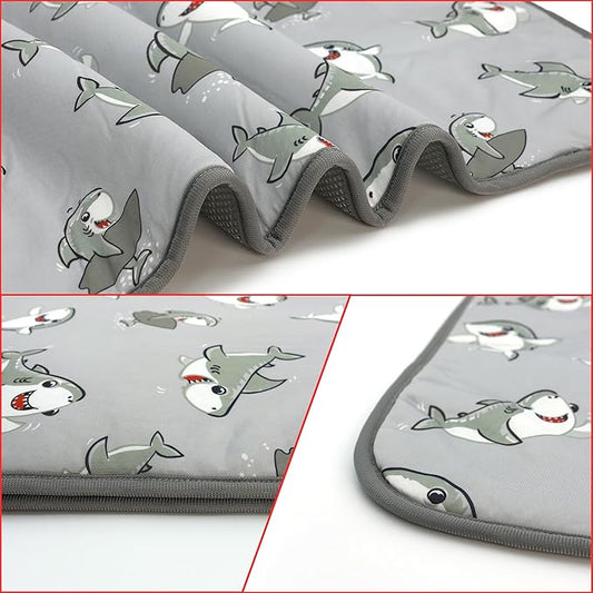 NACOCO Summer Pet Cooling Mat - Cat Dog Cushion Pad Sleeping Cool Sharks Comfortable Soft for Pets Kids and Adults (Grey Shark, L)
