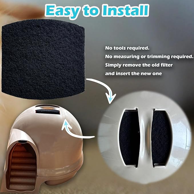 Cat Litter Box Replacement Filters for Petmate Booda Clean Step Cat Litter Box, Activated Charcoal Filters Replacement to Absorb Odors and Litter Box Deodorizer for Keep Home Fresh (6 Pack)