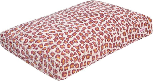 DBD3001F-XL Mabel 49.5" x 31.5" Designer Modern Ultra Soft Reversible Plush Rectangular Pet Bed with Washable Cover, Raspberry Leopard