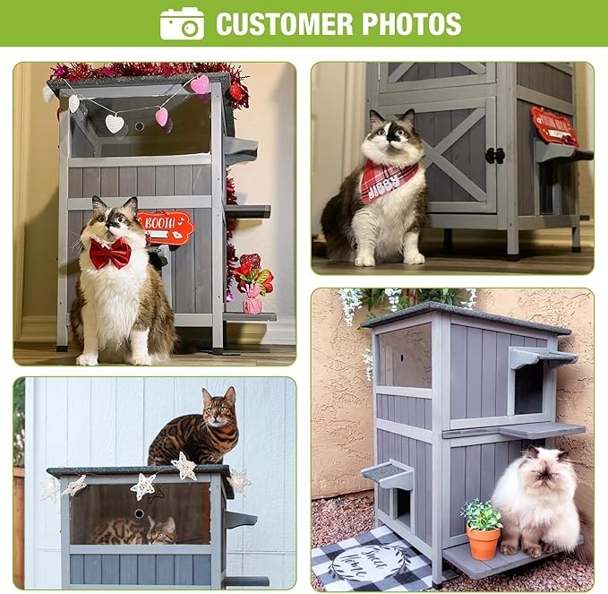 GUTINNEEN Insulated Outdoor Cat House for Winter Waterproof Feral Cat Shelter Weatherproof