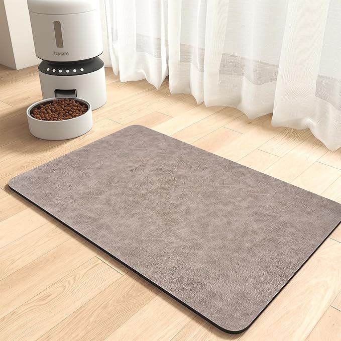 MontVoo-Absorbent Pet Feeding Mat-No Stains Pet Mat for Food and Water Bowl-Quick Dry Cat & Dog Food Mat Water Dispenser Mat-Pet Supplies Mat-Dog Water Bowl Mat for Messy Drinker Brown