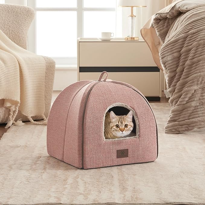 Cat Bed for Indoor Cats - Cats Cave Bed Cat House Cat Tent with Removable Washable Cushioned Pillow, Soft Kitten beds, & Furniture, for Small and Medium Pet Bed