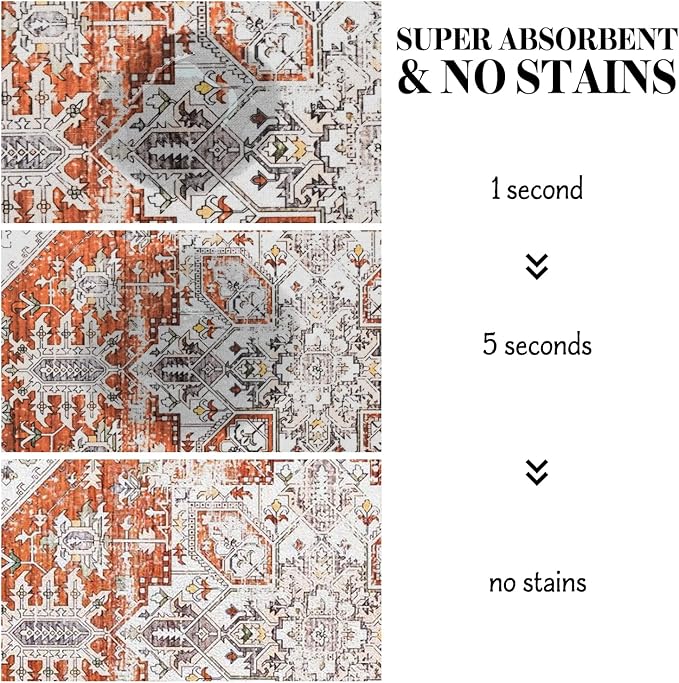 Dog Food Mats for Floors, Absorbent Quick Dry Pet Cat Food Mat, Dog Bowl Mats for Food and Water Dispenser Mat, Eco-Friendly Dog Accessories Pet Supplies 16""x24"", Vintage Orange