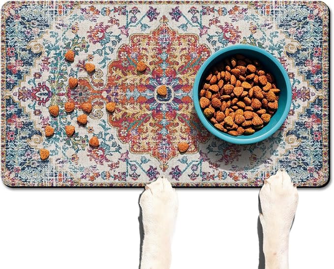 Pet Feeding Mat for Floors Waterproof Dog Mat for Food and Water Absorbent Quick Dry Non Slip mat for Cat Bowls