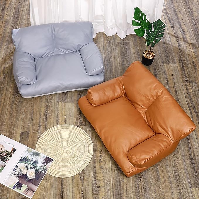Pet Sofa Bed, Vintage Cat Dog Faux Leather Sofa with Non-Slip Bottom for Dogs Cats (Brown, Medium)