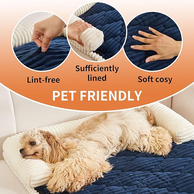 HAOMAIJIA Dog Couch Bed for Large Dogs, Non Slip Pet Couch Covers for Sofa Thick Soft Washable Dog Couch Cover Protector All Seasons Universal Dogs and Cats Bed Mat (Navy Blue, X-Large)