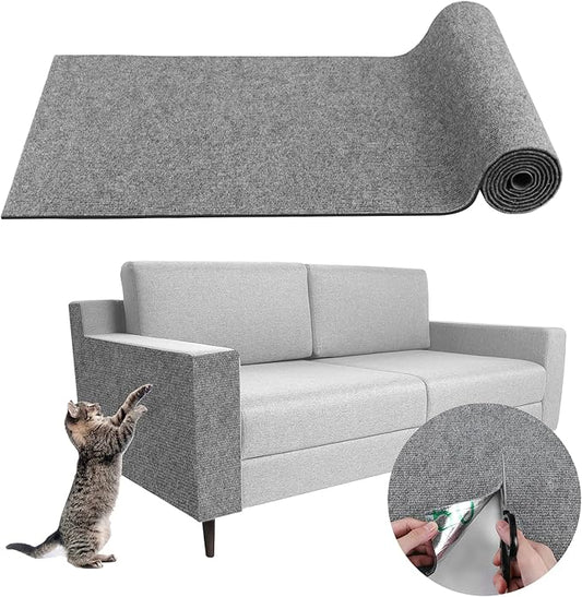 Climbing Cat Scratcher Mat Trimmable Cat Scratching Post Carpet 118’’x15.8’’ Self Adhesive Carpet Mat Pad Replacement for Cat Tree Shelves Post Couch Wall Furniture Steps DIY Protector (Light Gray)