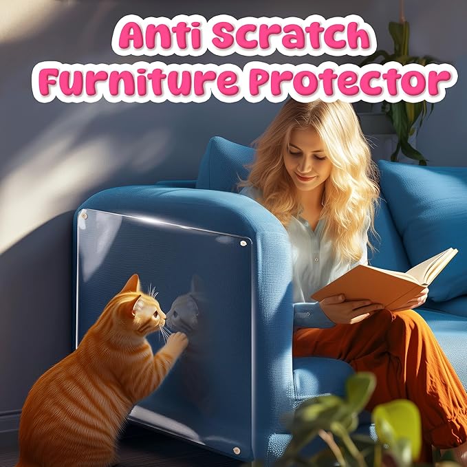 Cat Scratch Furniture Protector: 8 Pcs Couch Protectors Tape from Cats Claws Scratching Single Sided Clear Sticky Sheets Proof Clawing Sofa Corner Protection Cover Anti Scratch for Furniture