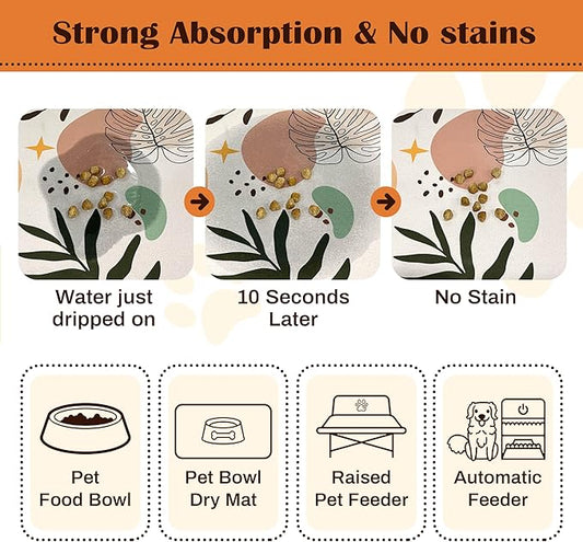 Pet Feeding Mat for Floors Waterproof Dog Mat for Food and Water Absorbent Quick Dry Non Slip mat for Cat Bowls