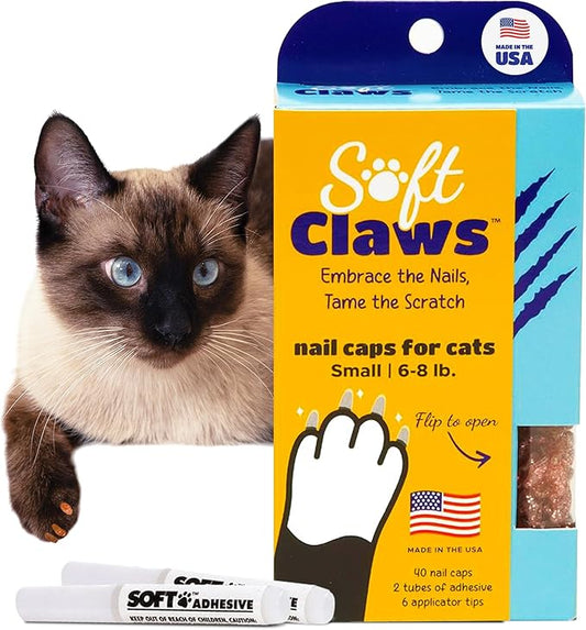 Soft Claws Cat Nail Caps for Small Cats–(40 Caps, Pink Sparkle)-Made in USA-Veterinarian-Developed, Non-Toxic | Protects Furniture & Skin-Easy to Apply, Long-Lasting Anti-Scratch Soft Cat Claw Covers