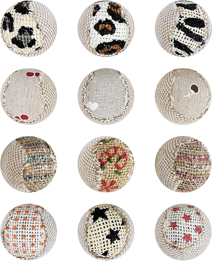 TTcat Canvas Cat Toys Balls for Indoor Cats, 12 Pack