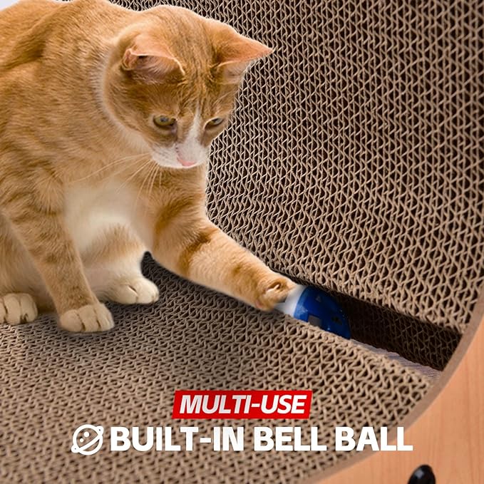 AUSCAT Cardboard Cat Scratcher, Vertical Cat Scratchers for Indoor Cats, 27.2 Inch L-Shape Cat Scratch Pad with Two Build-in Toy Balls