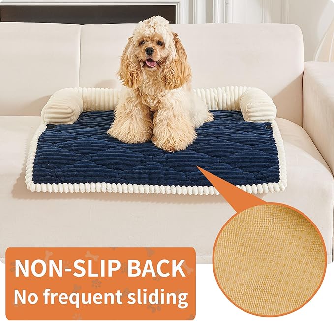 HAOMAIJIA Dog Couch Bed for Large Dogs, Non Slip Pet Couch Covers for Sofa Thick Soft Washable Dog Couch Cover Protector All Seasons Universal Dogs and Cats Bed Mat (Navy Blue, Large)