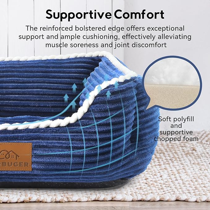 Orthopedic Dog Bed for Medium Dogs,Dog Sofa Beds Supportive Foam Pet Couch Bed with Removable Washable Mat and Nonskid Bottom (Medium, Blue)