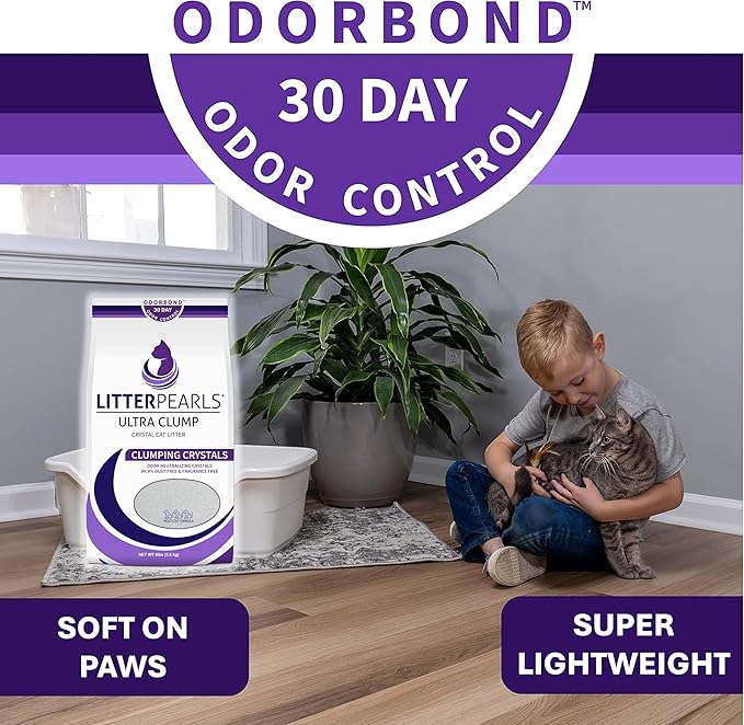 Litter Pearls Ultra Clump Unscented Crystal Clumping Cat Litter with Odorbond, 8 Pounds