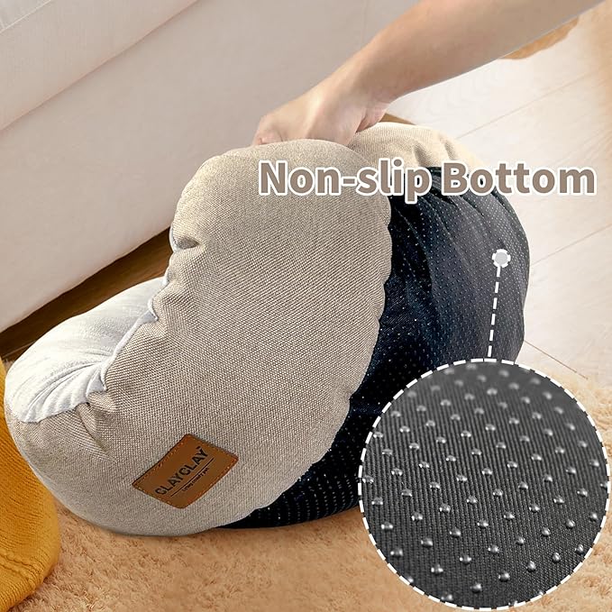 Cozy Round Cat Bed – Soft, Comfortable Cushion for Cats & Kittens – Non-Slip, Machine Washable, Plush Sleep Bed for Cats, Ideal for Resting & Napping (Khaki & Small)