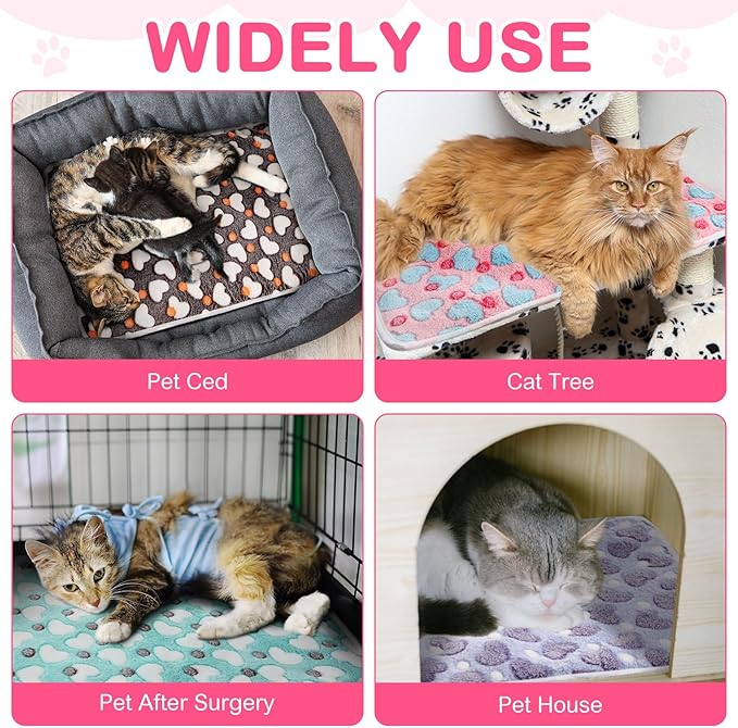 4 Pack Self Heating Cat Bed Cat Self Warming Pad with Removable Cover Extra Warm Thermal Pet Pad Washable Pet Crate Mat Anti Slip Kennel for Indoor Outdoor Pets(Heart,16 x 20 Inches)