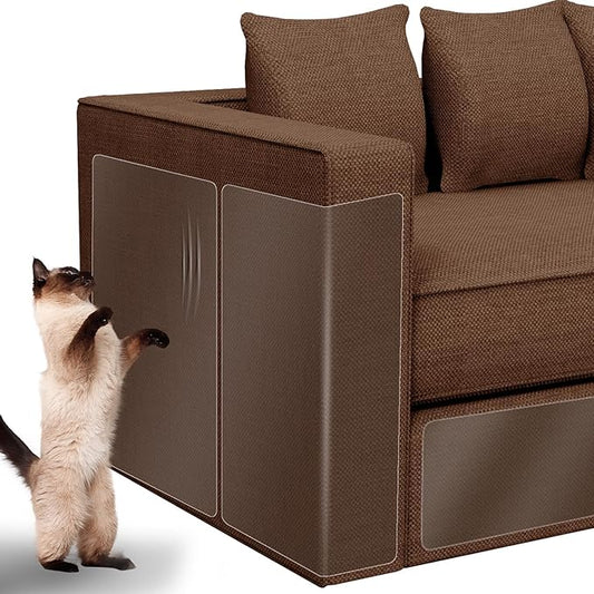 Cat Scratch Furniture Protector 12-Pack – Clear Self-Adhesive Couch Guards – Anti-Scratch Deterrent for Sofa and Upholstery,Matte Datte Design(12p)