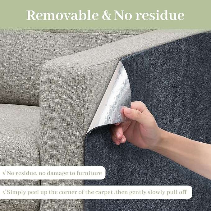 Uranshin Cat Scratch Mat, Trimmable Self-Adhesive Furniture Protector, Scratching Post Carpet 78.7"x15.8" Couch Protector From Claws (Dark Grey)