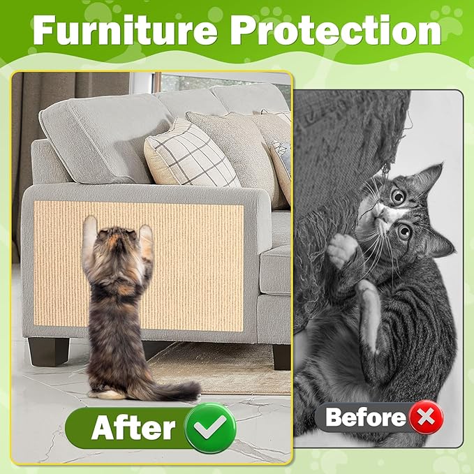 23.6x15.8 Couch Wall Corner Protection for Indoor Cats,Anti Scratch Furniture Protector from Cats Scratching,Trimmable Climbing Cat Scratcher Pad Play Mat Easy Use for Cat Board/Door/Carpet