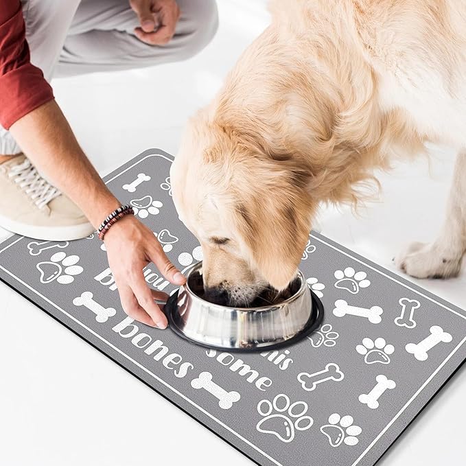 Pet Feeding Mat for Floors Waterproof Dog Mat for Food and Water Absorbent Quick Dry Non Slip mat for Cat Bowls