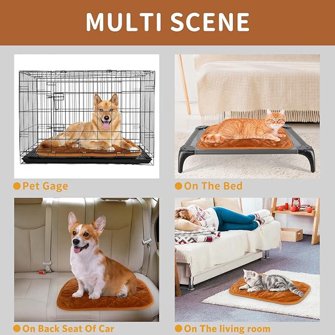 NAMOTEK Self-Warming Cat Bed Indoor/Outdoor Super Soft Self Heating Pet Mat Washable Thermal Pad for Cat & Dog 21x16 inch